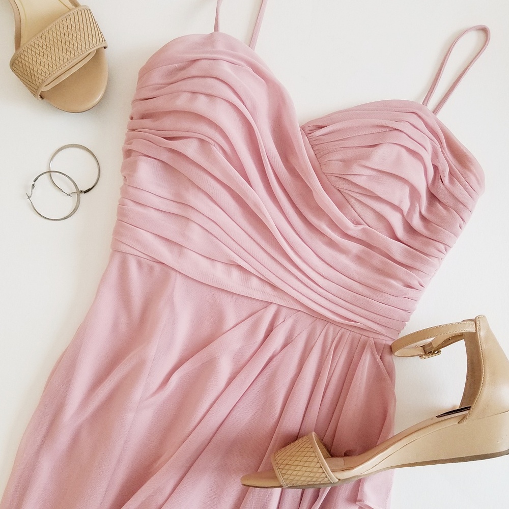 Dust Pink Chiffon Cascading Gown